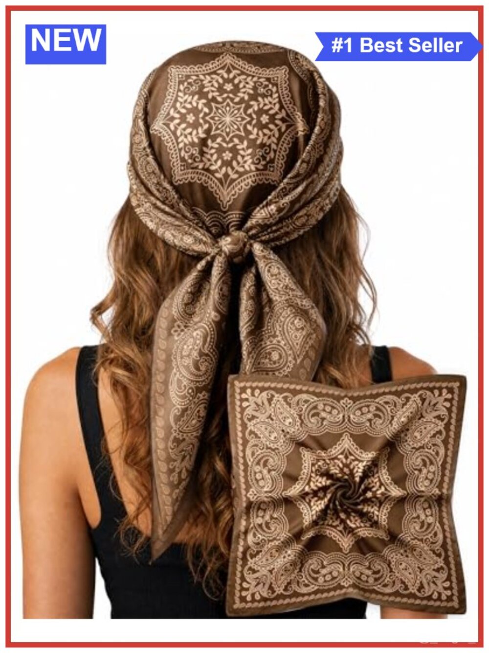 Silk Like Satin Paisley Head Scarf Bandana Neck Hair Wrap 27.5"